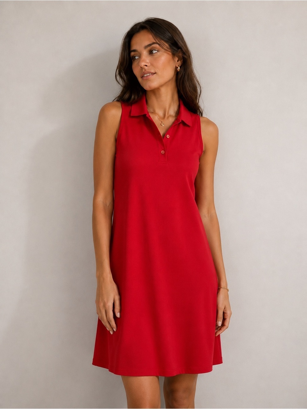Anne Klein Solid Ity shirt sleeveless dress Poppy Small